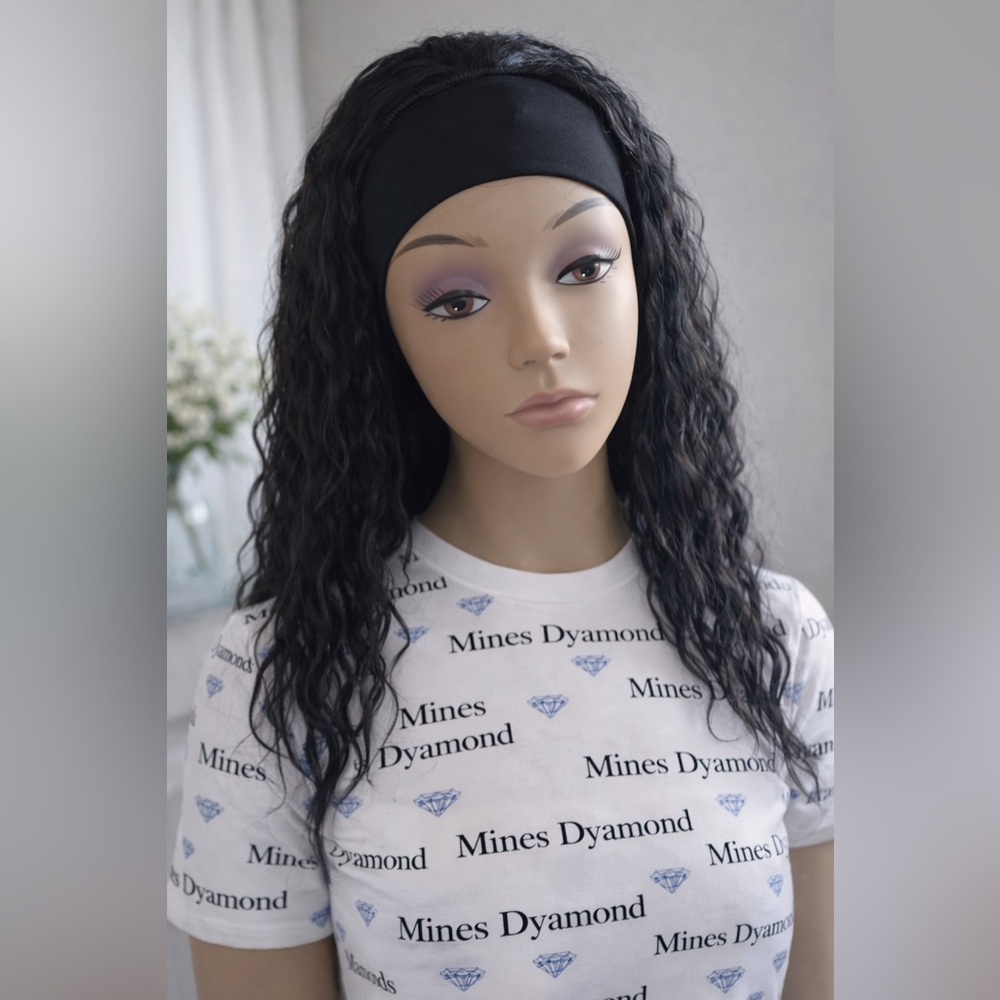black curly synthetic headband wig from Mines Dyamond
